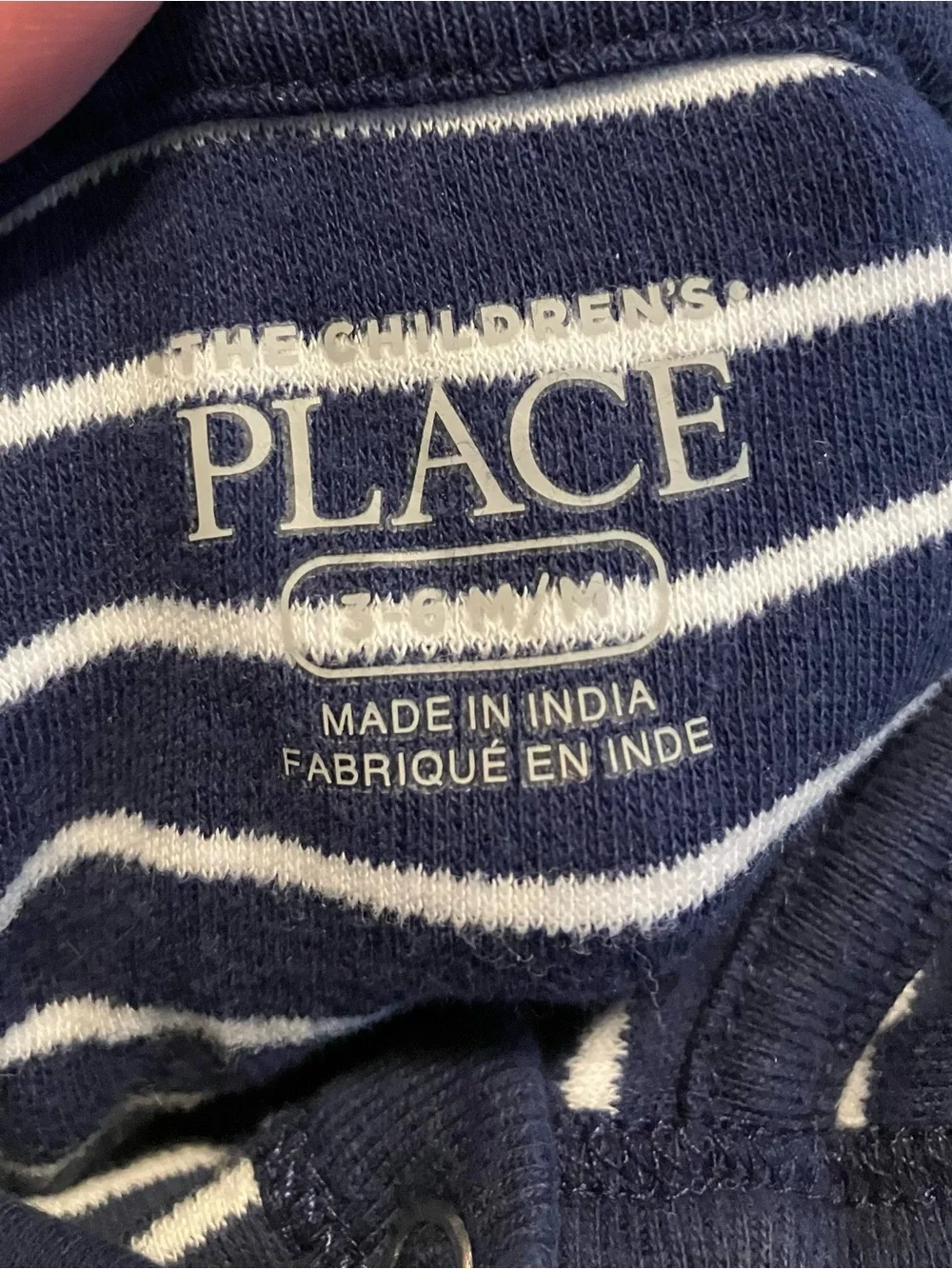 Striped Navy and White Hooded Baby One-Piece with Bear Pocket